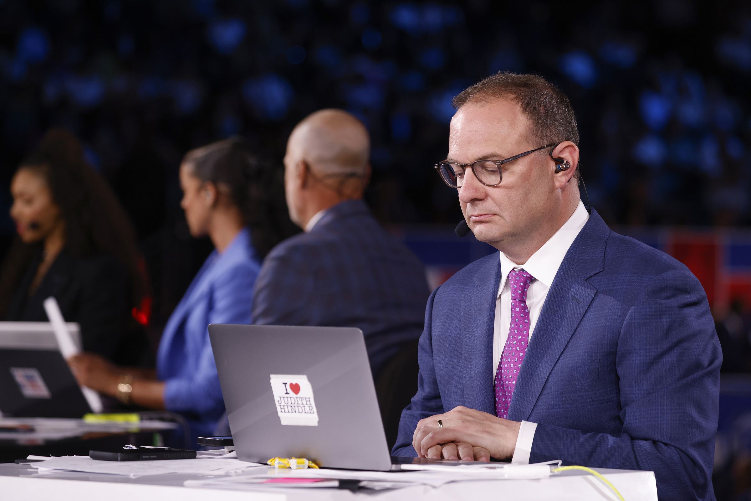 Adrian Wojnarowski looks on during the 2024 NBA Draft - Round One on June 26, 2024, at Barclays Center in Brooklyn, New York.