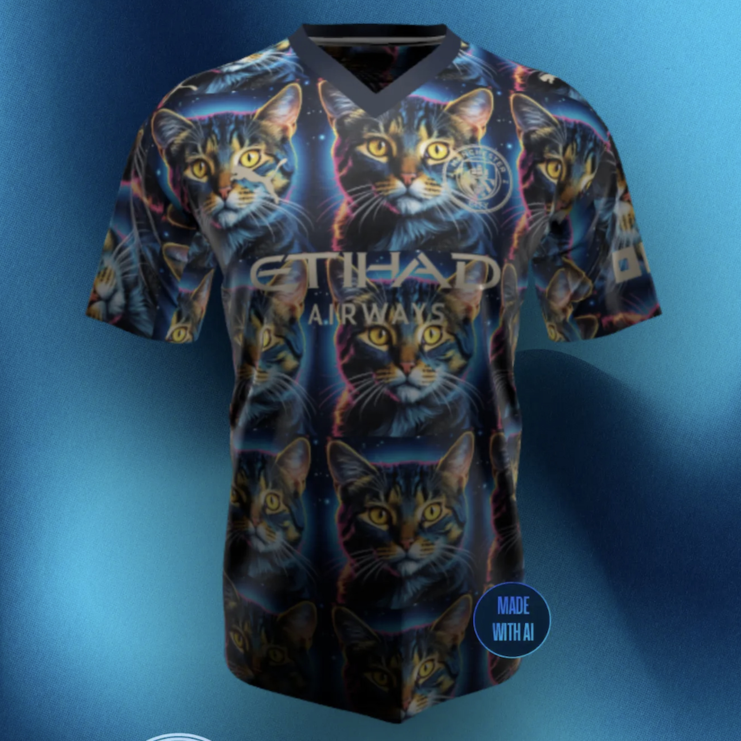 A screenshot of an AI-generated soccer uniform design