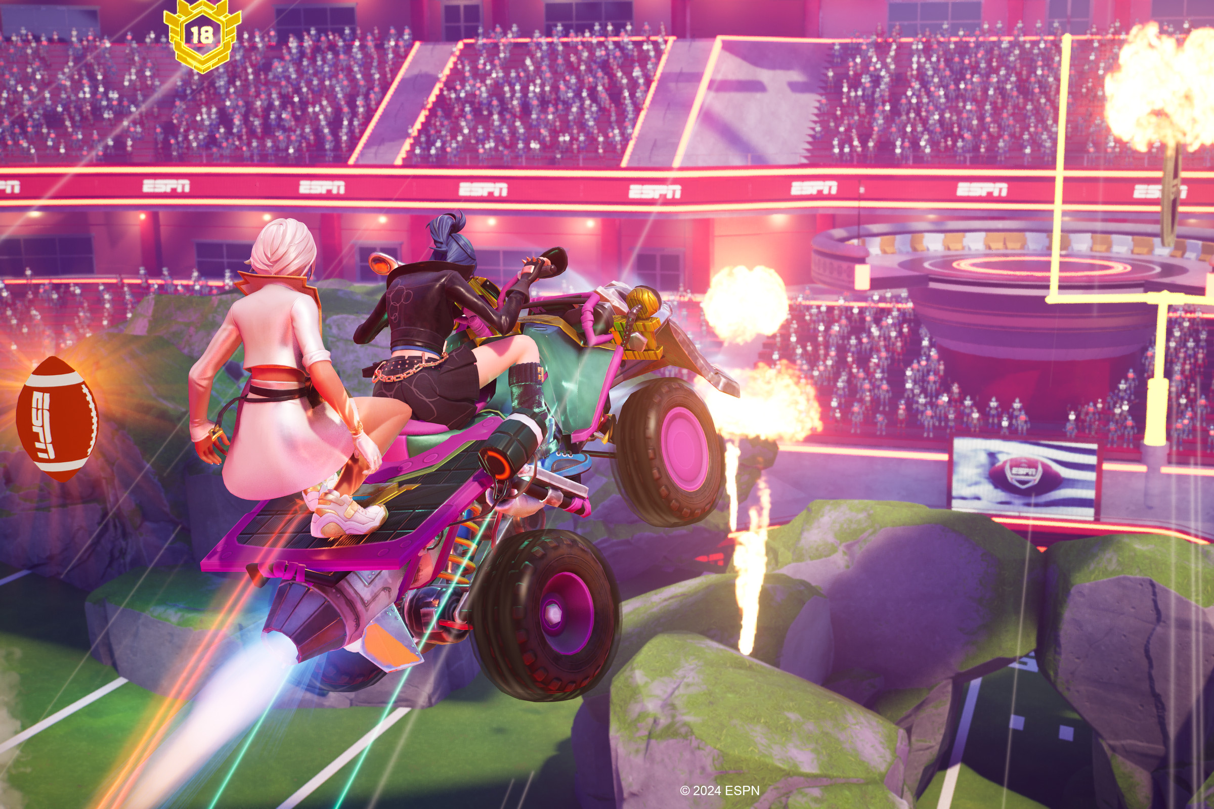 A screenshot of ESPN Football Island inside of Fortnite.