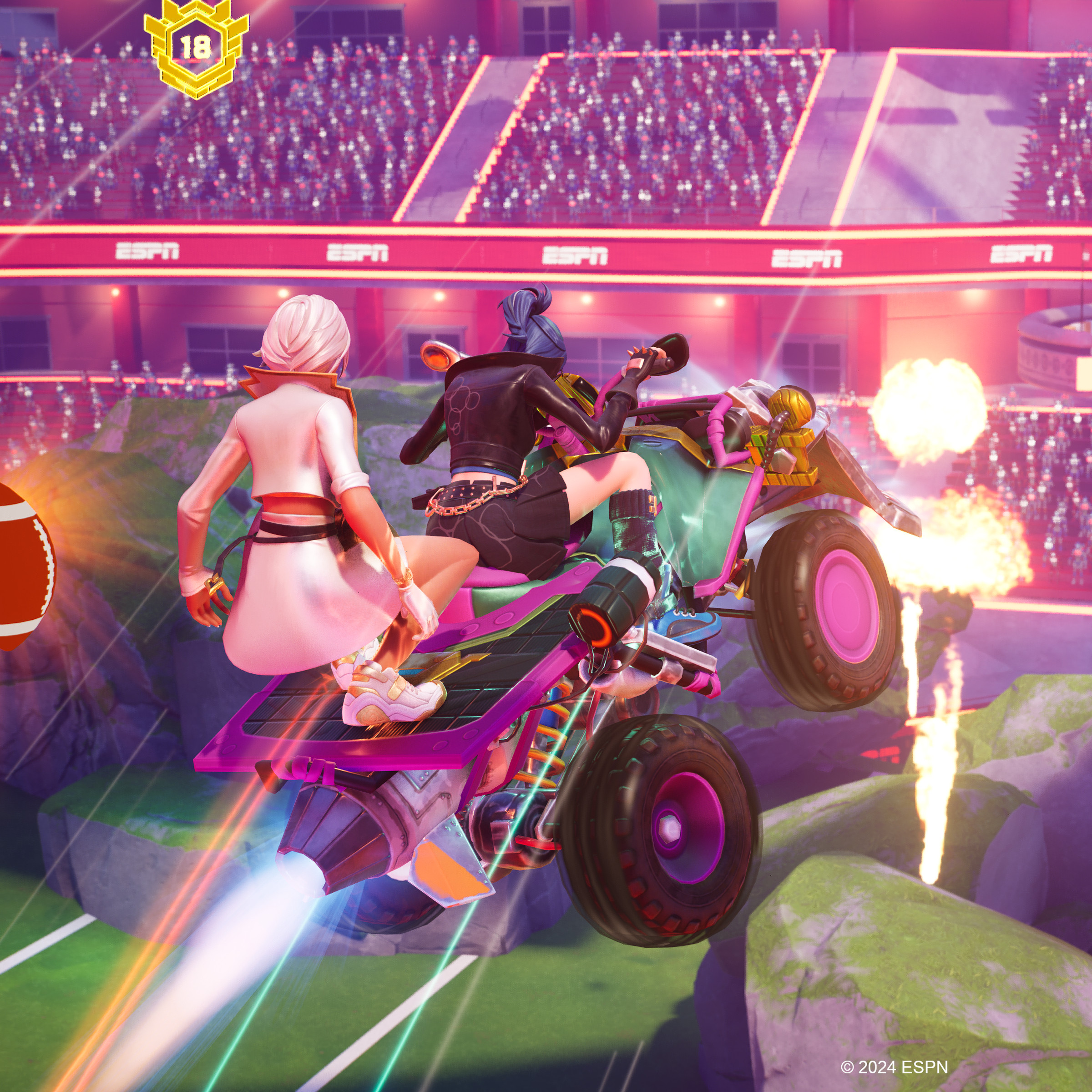 A screenshot of ESPN Football Island inside of Fortnite.