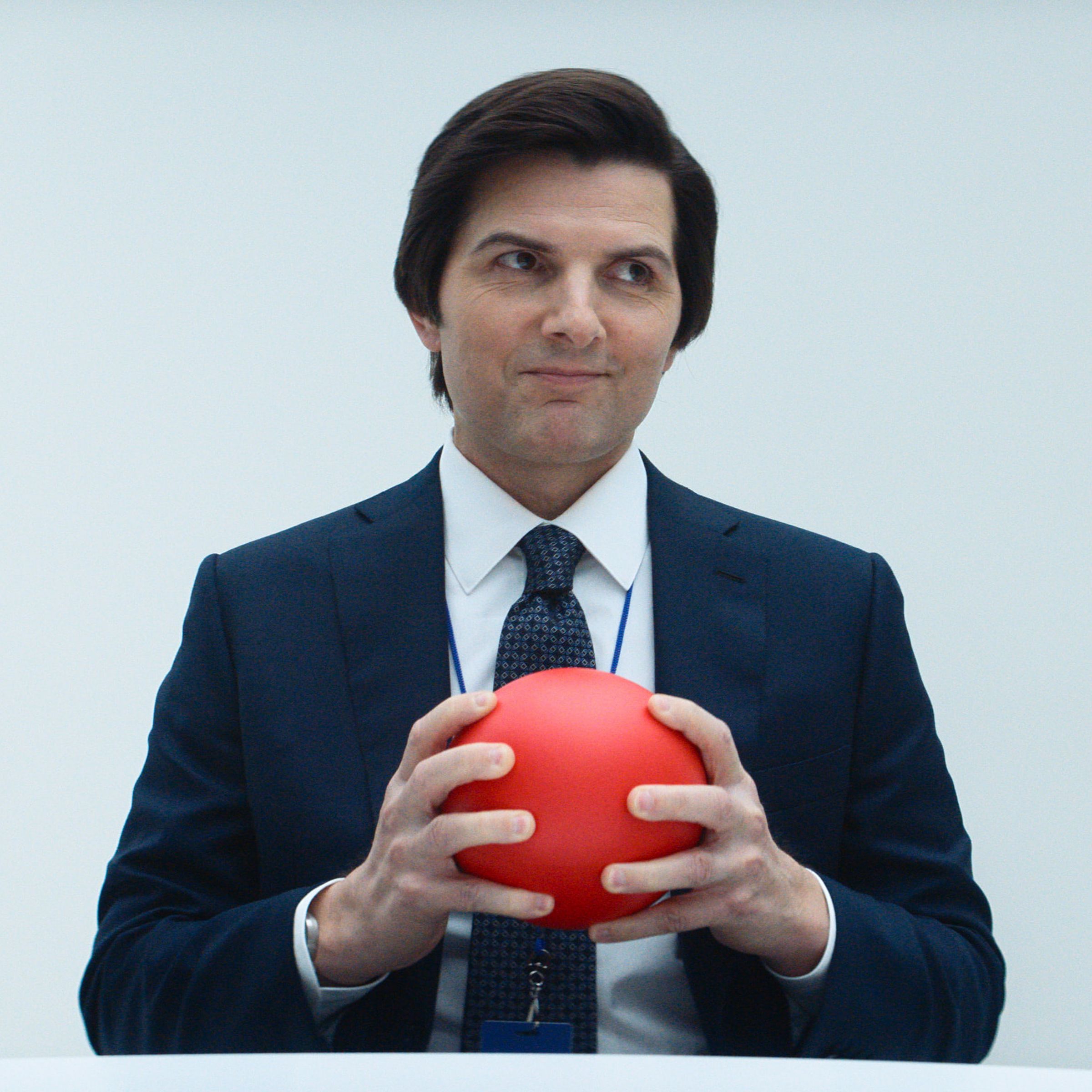 A still photo of Adam Scott in the Apple TV Plus series Severance.