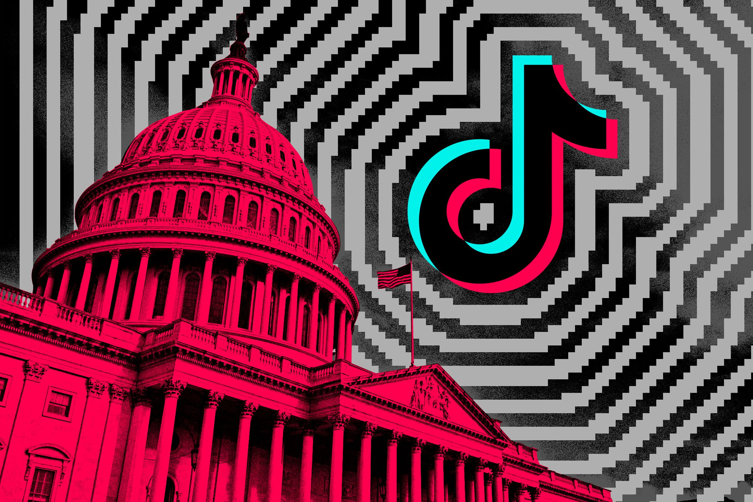 Photo illustration of the Capitol building next to the TikTok logo.