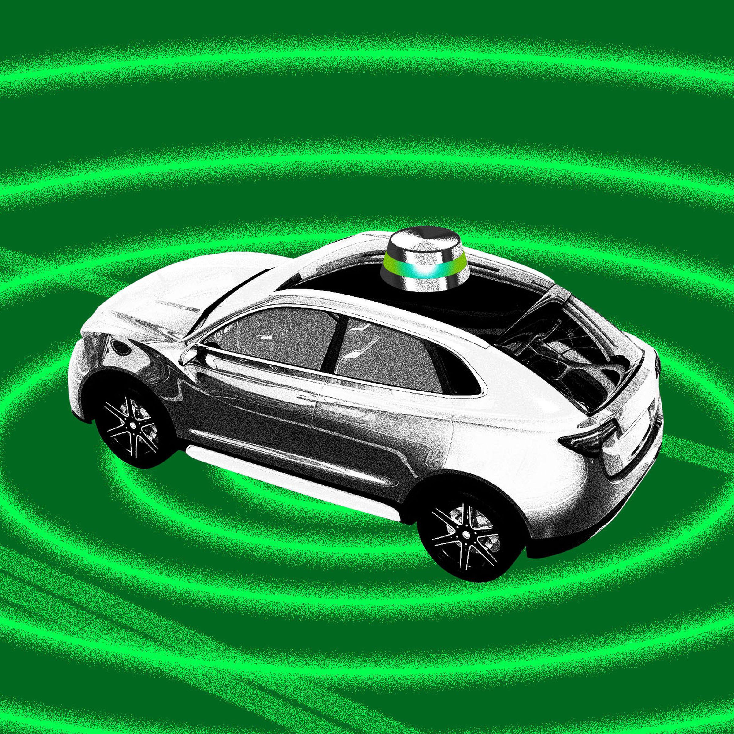 Photo illustration of an autonomous vehicle.