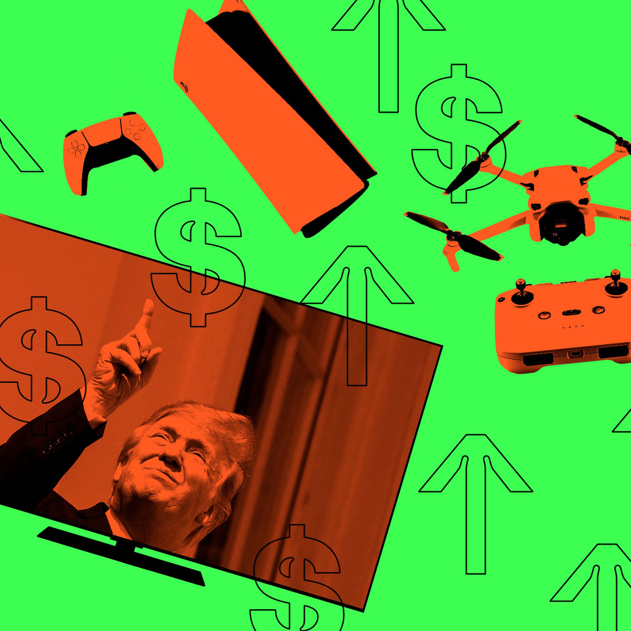 Digital collage of products that might be affected by tariffs.
