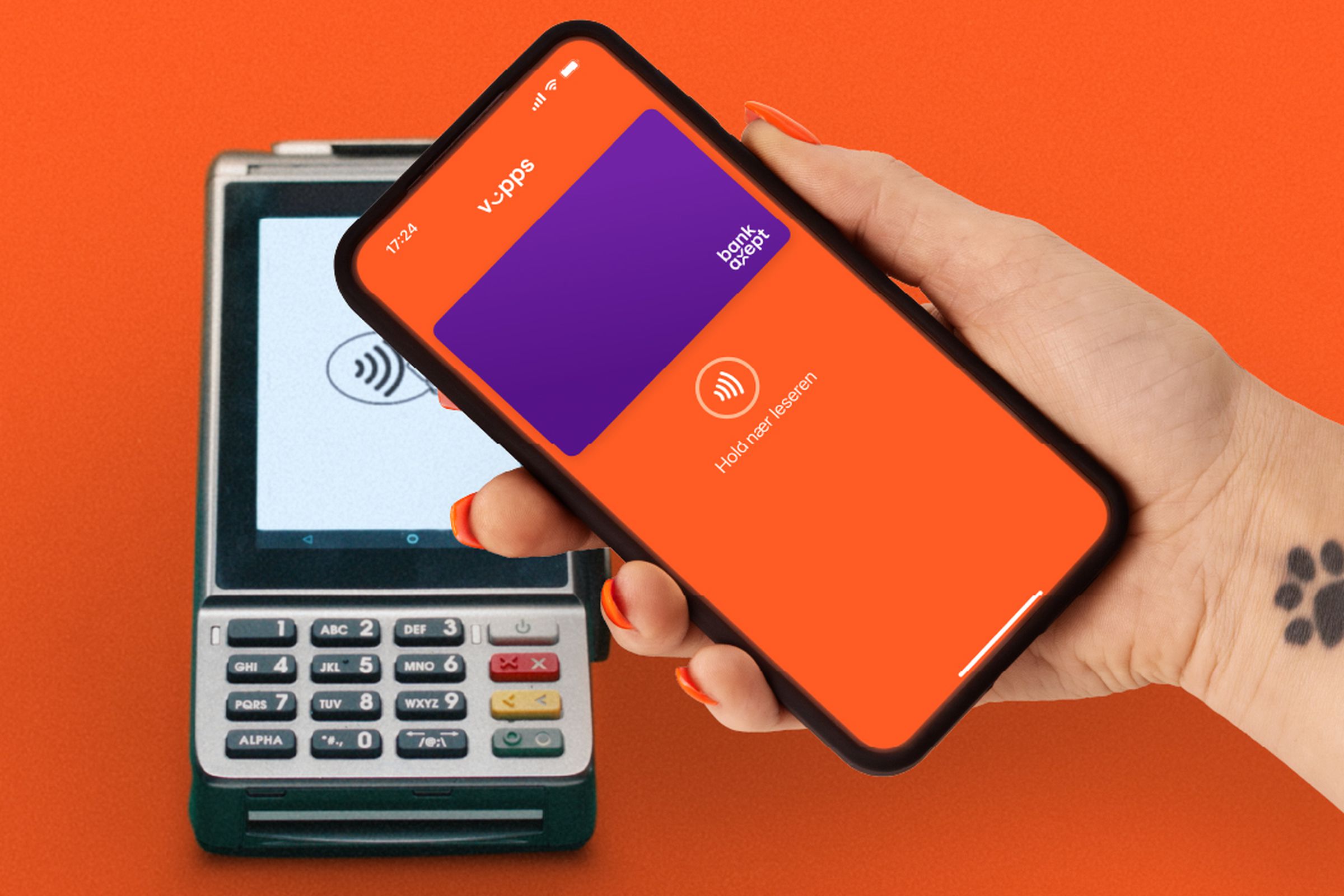 Image showing tap to pay with Vipps app.