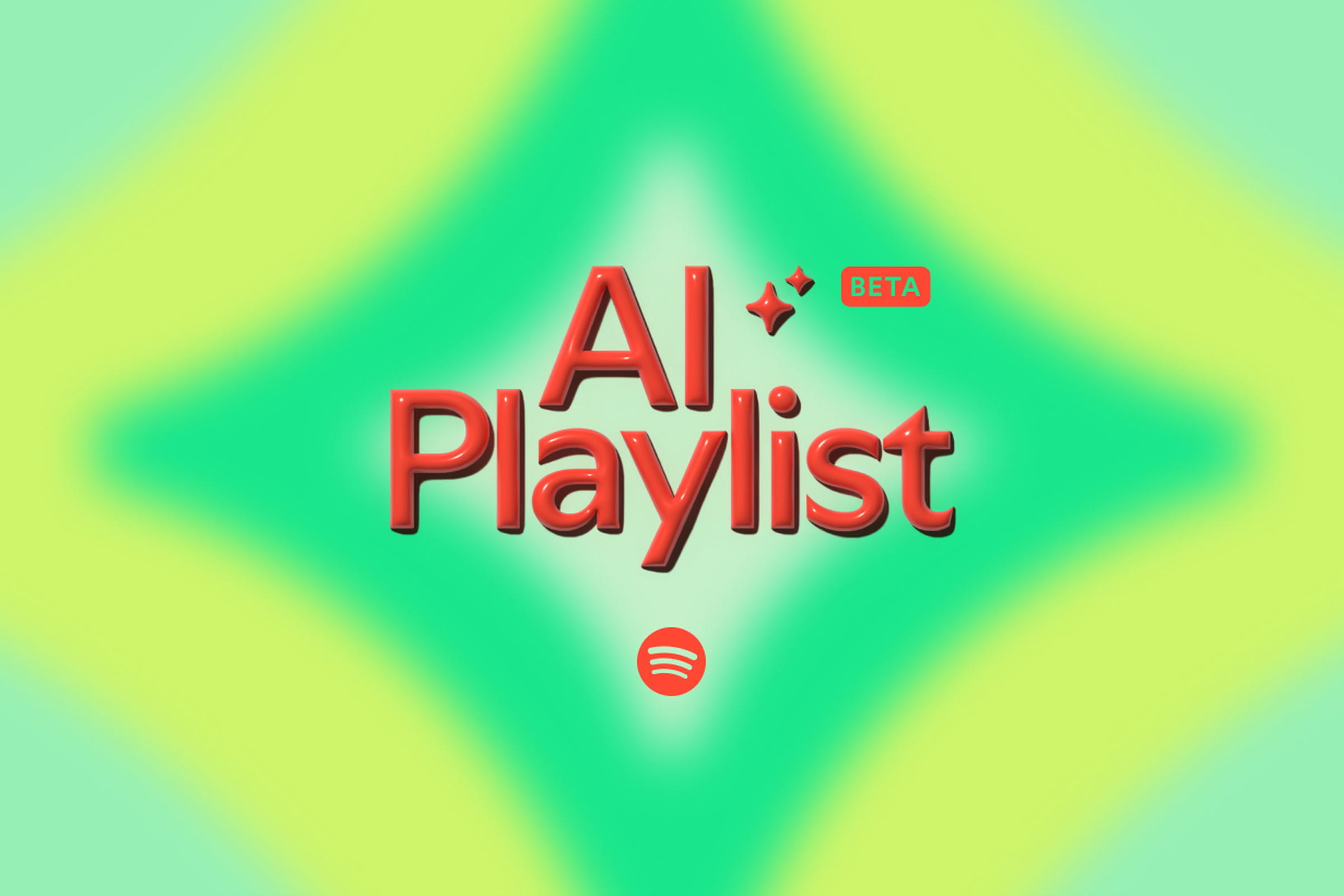 A green star-shaped background with red letter that reads “AI Playlist”